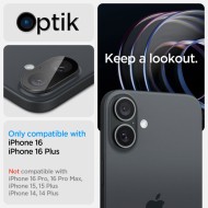 2 броя стъклени протектори за камера на iPhone 16 / 16 Plus от Spigen Optik Glas.TR - Черни