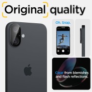 2 броя стъклени протектори за камера на iPhone 16 / 16 Plus от Spigen Optik Glas.TR - Черни