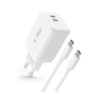 Зарядно за IOS и Android с GaN и PD 45W от Tech-Protect NC45W-GAN + Кабел USB-C - Бялo