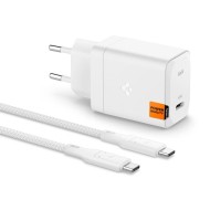 Универсално зарядно устройство с PD 3.0 и PPS 65W от Spigen Arcstation Pro GaN-651 + USB-C кабел - Бяло