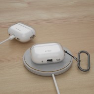 Силиконов калъф с карабинер за слушалки Apple AirPods Pro 1 / 2 от Tech-Protect FlexAir - Прозрачен