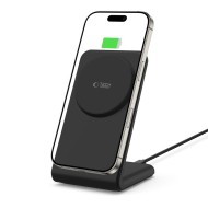 Безжично зарядно устройство 15W с MagSafe и стойка от Tech Protect QI-A38 - Черно