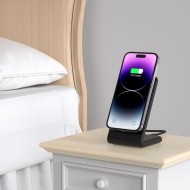 Безжично зарядно устройство 15W с MagSafe и стойка от Tech Protect QI-A38 - Черно
