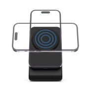 Безжично зарядно устройство 15W с MagSafe и стойка от Tech Protect QI-A38 - Черно