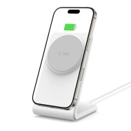 Безжично зарядно устройство 15W с MagSafe и стойка от Tech Protect QI-A38 - Бяло