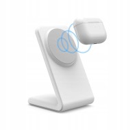 Безжично зарядно устройство 15W с MagSafe и стойка от Tech Protect QI-A38 - Бяло