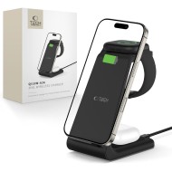 Безжична станция за зареждане 3 в 1 за iPhone, AirPods и Apple Watch от Tech-Protect QI15W-A36 - Черен