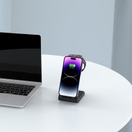 Безжична станция за зареждане 3 в 1 за iPhone, AirPods и Apple Watch от Tech-Protect QI15W-A36 - Черен