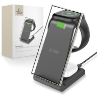 Безжична станция за зареждане 3 в 1 за Android устройства от Tech-Protect QI15W-A36 - Черен
