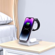 Безжична станция за зареждане 3 в 1 за iPhone, AirPods и Apple Watch от Tech-Protect QI15W-A36 - Бял