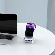 Безжична станция за зареждане 3 в 1 за iPhone, AirPods и Apple Watch от Tech-Protect QI15W-A36 - Бял