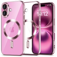 Твърд кейс с MagSafe и протектор за камерата на iPhone 16 от Tech-Protect MagFlex - Shiny Rose