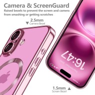 Твърд кейс с MagSafe и протектор за камерата на iPhone 16 от Tech-Protect MagFlex - Shiny Rose