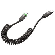 Пружинен кабел USB-C / USB-C 5A и PD100W 180см. oт Tech Protect UB20T - Черен