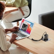 Пружинен кабел USB-C / USB-C 5A и PD100W 180см. oт Tech Protect UB20T - Черен