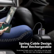 Пружинен кабел USB-C / USB-C 5A и PD100W 180см. oт Tech Protect UB20T - Черен