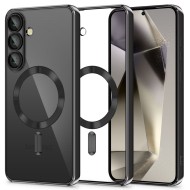 Твърд кейс с MagSafe и протектор за камерата на Samsung Galaxy S25 Plus от Tech-Protect MagFlex - Shiny Black