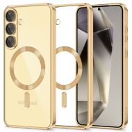 Твърд кейс с MagSafe и протектор за камерата на Samsung Galaxy S25 Plus от Tech-Protect MagFlex - Shiny Gold