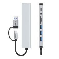 TECH-PROTECT HB06 HUB ADAPTER 8IN1 TYPE-C + USB2.0 + USB3.0 + SD/TF + AV3.5 SPACE GREY