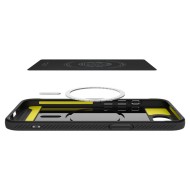 Удароустойчив кейс с MagSafe за iPhone 16e от Spigen Rugged Armor Mag - Matte Black