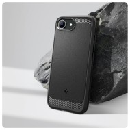 Удароустойчив кейс с MagSafe за iPhone 16e от Spigen Rugged Armor Mag - Matte Black