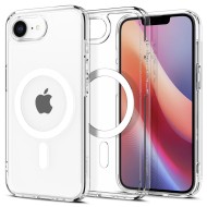 Удароустойчив кейс с MagSafe пръстен за iPhone 16e от Spigen Ultra Hybrid Mag - White