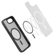 Удароустойчив кейс с MagSafe пръстен за iPhone 16e   от Spigen Ultra Hybrid Mag - Frost Black