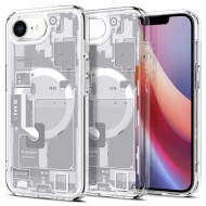 Удароустойчив кейс с MagSafe за iPhone 16e  от Spigen Ultra Hybrid - Zero One White