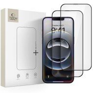 2 x Стъклен протектор за дисплей на iPhone 13 / 13 Pro / 14 / 16e от Tech-Protect Glass Fit+ - Black