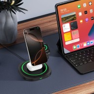Зарядна станция 3 в 1 с MagSafe 15W за iPhone, AirPods и Apple Watch от Tech-Protect QI15W-A46 - Черна