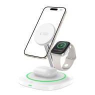 Зарядна станция 3 в 1 с MagSafe 15W за iPhone, AirPods и Apple Watch от Tech-Protect QI15W-A46 - Бяла