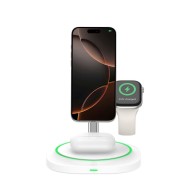 Зарядна станция 3 в 1 с MagSafe 15W за iPhone, AirPods и Apple Watch от Tech-Protect QI15W-A46 - Бяла