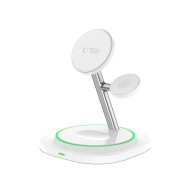 Зарядна станция 3 в 1 с MagSafe 15W за iPhone, AirPods и Apple Watch от Tech-Protect QI15W-A46 - Бяла