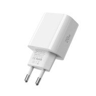 Бързо зарядно с кабел 2x Type C NC20W от Tech-Protect PD20W 1-Port- White