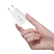 Бързо зарядно с кабел 2x Type C NC20W от Tech-Protect PD20W 1-Port- White