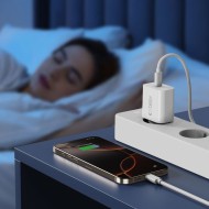 Бързо зарядно с кабел 2x Type C NC20W от Tech-Protect PD20W 1-Port- White