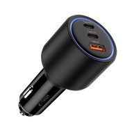 Бързо зарядно за автомобил с 3 порта от Tech Protect PD130W - Черно