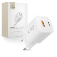 Мрежово зарядно устройство с 2 порта от Tech-Protect NC 33W Power Delivery и Quick Charge 3.0 - Бяло