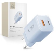 Мрежово зарядно устройство с 2 порта от Tech-Protect NC 33W Power Delivery и Quick Charge 3.0 - Baby Blue