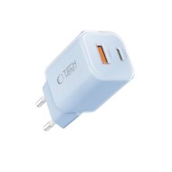 Мрежово зарядно устройство с 2 порта от Tech-Protect NC 33W Power Delivery и Quick Charge 3.0 - Baby Blue