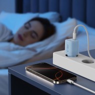 Мрежово зарядно устройство с 2 порта от Tech-Protect NC 33W Power Delivery и Quick Charge 3.0 - Baby Blue