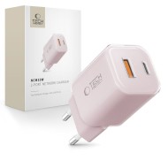 Мрежово зарядно устройство с 2 порта от Tech-Protect NC 33W Power Delivery и Quick Charge 3.0 - Baby Pink