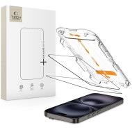2 броя стъклени протектори за дисплей на iPhone 15 / 16 от Tech Protect Quick Set  - Черни