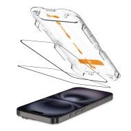 2 броя стъклени протектори за дисплей на iPhone 15 / 16 от Tech Protect Quick Set  - Черни