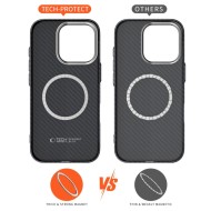Карбонов кейс за iPhone 15 от Tech-Protect Ion Carbon - Black/Silver