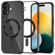 Твърд кейс с MagSafe и протектор за камерата на iPhone 17 от Tech-Protect MagFlex - Shiny Black