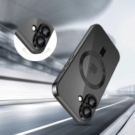 Твърд кейс с MagSafe и протектор за камерата на iPhone 17 от Tech-Protect MagFlex - Shiny Black