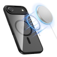 Твърд кейс с MagSafe пръстен за iPhone 17 Air от Tech-Protect MagMat - Black / Clear