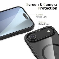 Твърд кейс с MagSafe пръстен за iPhone 17 Air от Tech-Protect MagMat - Black / Clear