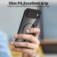 Твърд кейс с MagSafe пръстен за iPhone 17 Air от Tech-Protect MagMat - Black / Clear